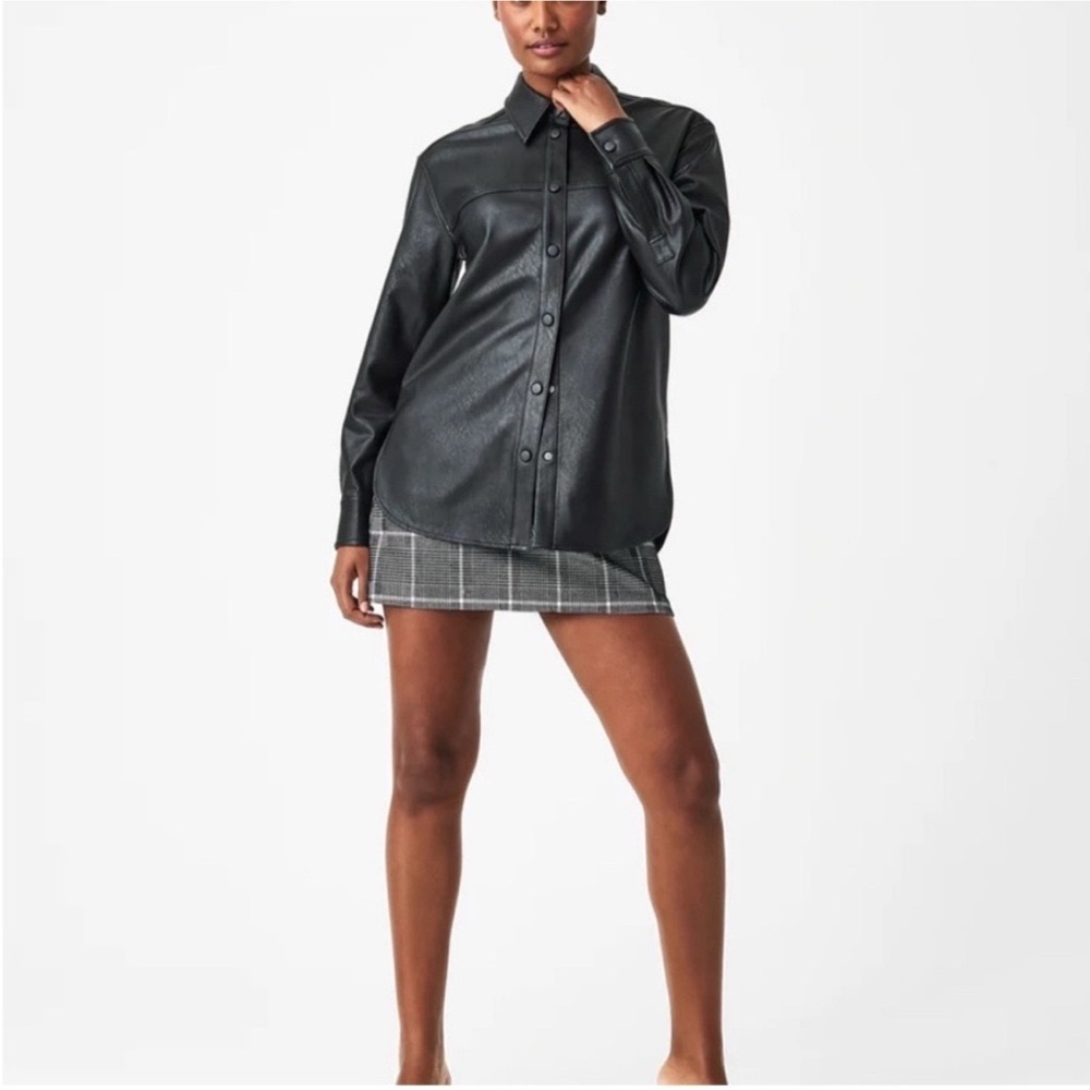 👚SPANX Faux Leather Shirt/Jacket, Size 2x, Black